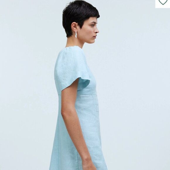 Madewell Blue Heron Linen Square-Neck Mini Dress NWT - Picture 4 of 16